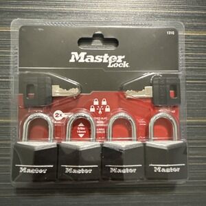 Master Lock 131Q Padlock with Key, Black, 4 Pack